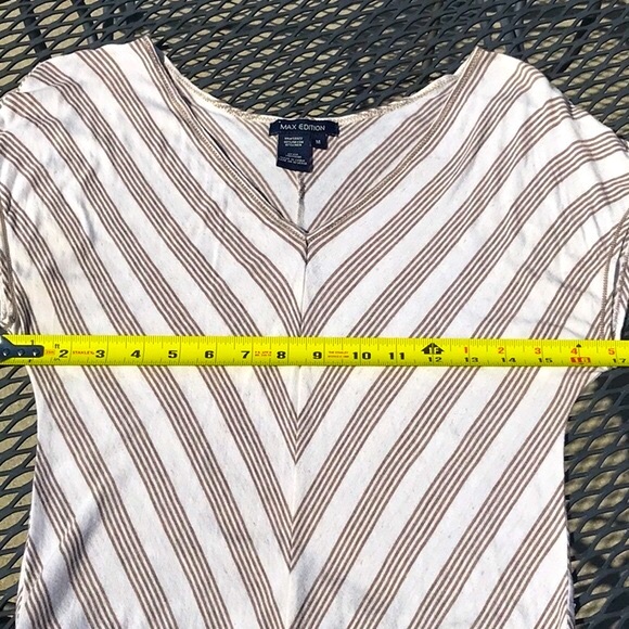 Max Edition V-Neck Cap Sleeve Striped Drawstring Elastic Waist Dress Size Medium - Picture 12 of 14